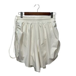 Free People Women's Side Ties Ruched Shorts Size Small Vanilla Color Activewear
